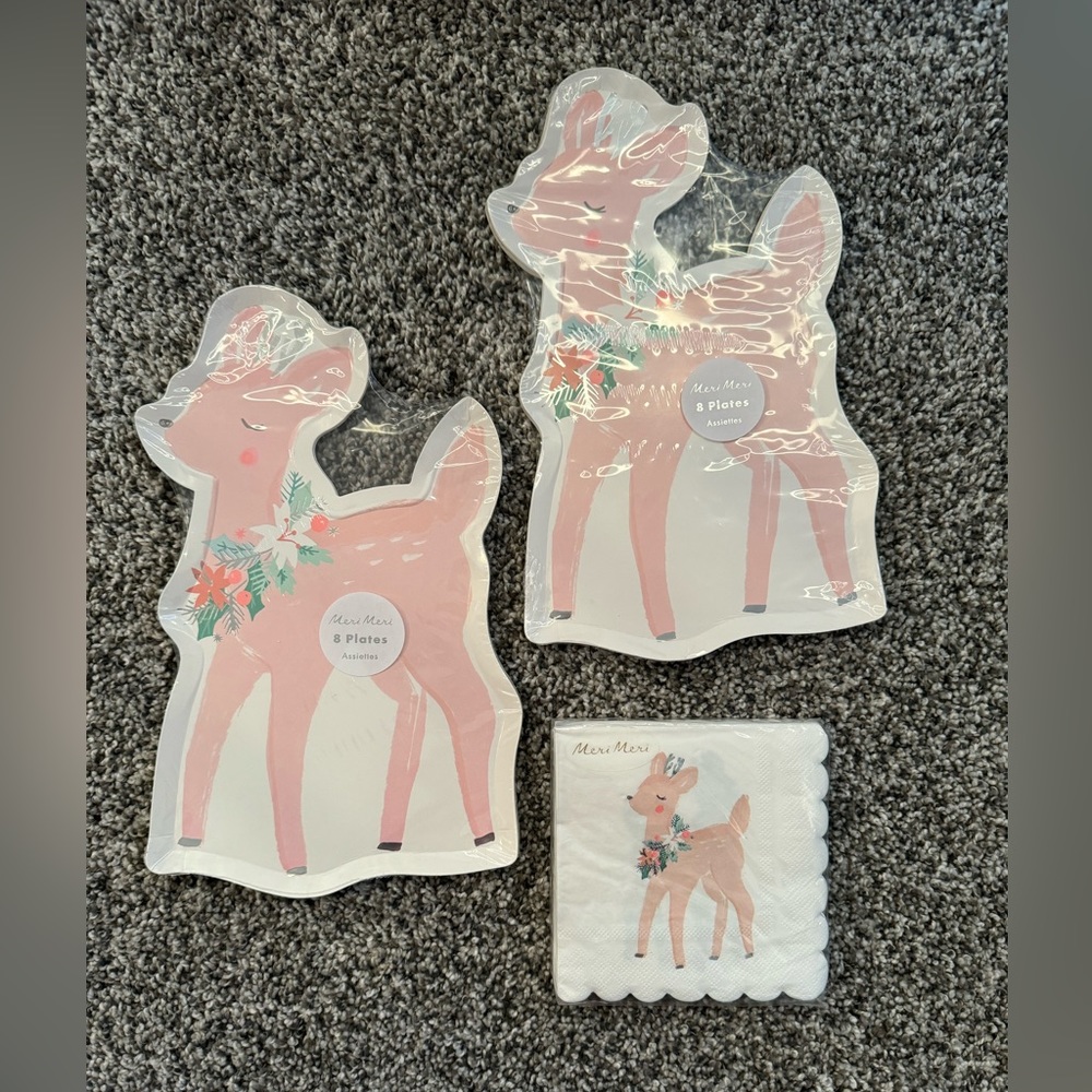 Meri Meri Pastel Deer Plates & Napkins